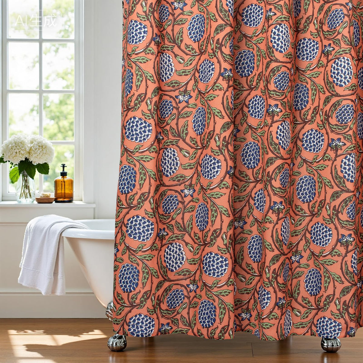 MUGINYU versatile curtain ideal for neutral-toned bathrooms.