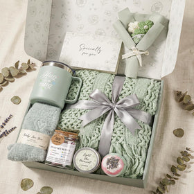 MUGIQUE get well gift basket with cozy blanket for warmth and comfort