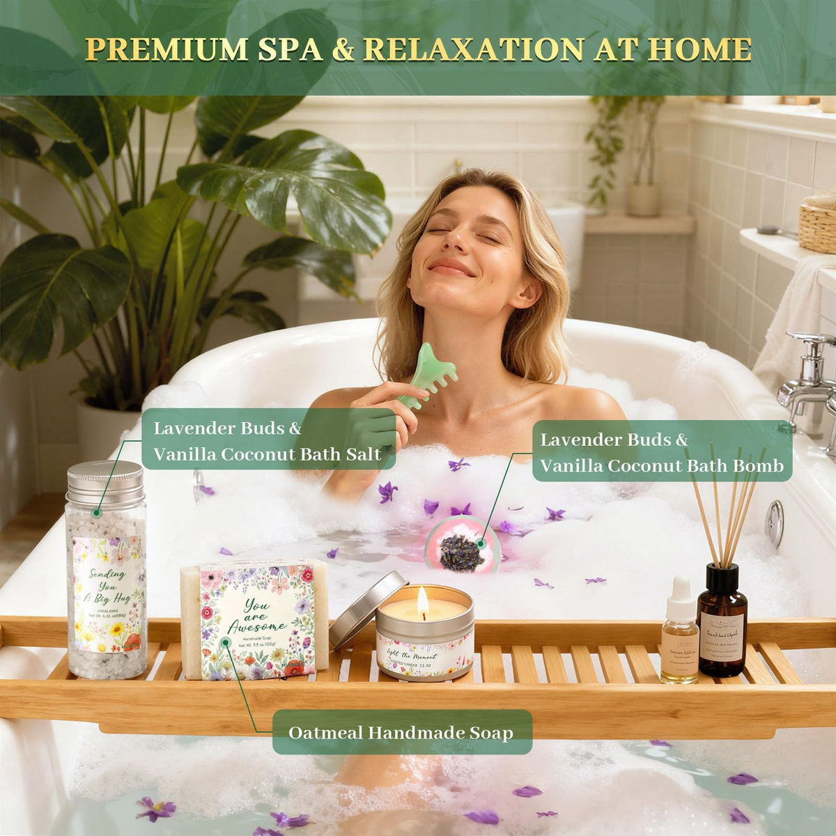 MUGIQUE Spa relaxation gift set combines textures and scents for calm.