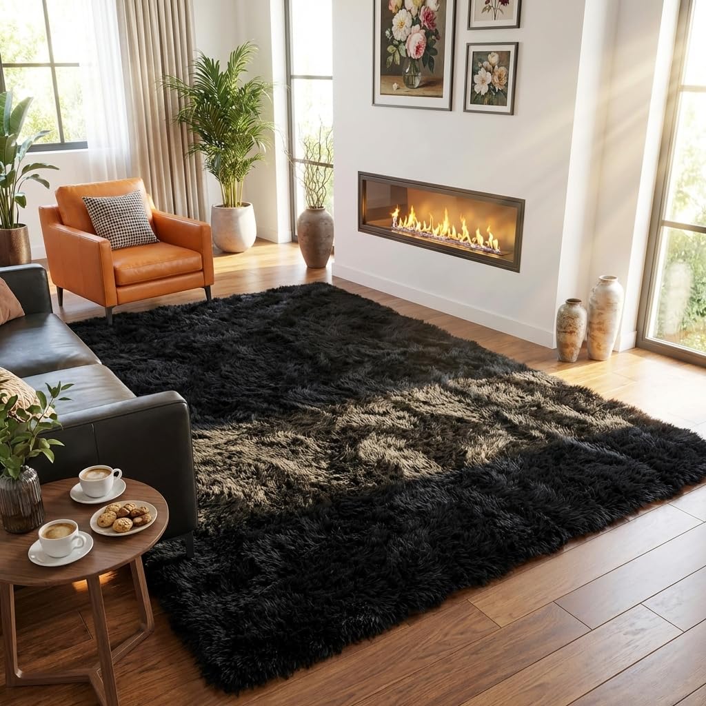 Mugorn black rug perfect for kids and pets during playtime.