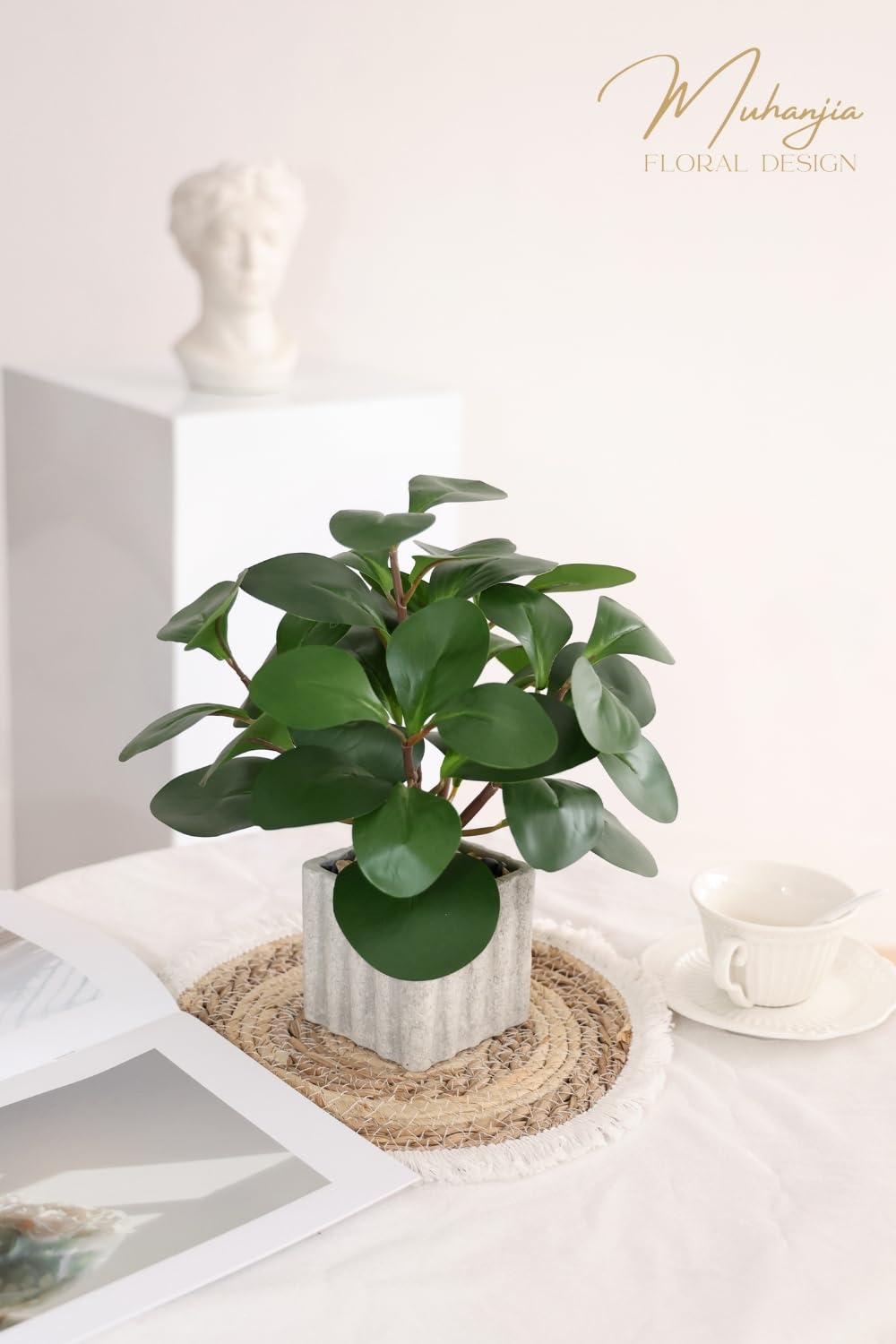 Muhanjia bathroom vanity decor featuring lifelike plant for subtle, fresh ambiance