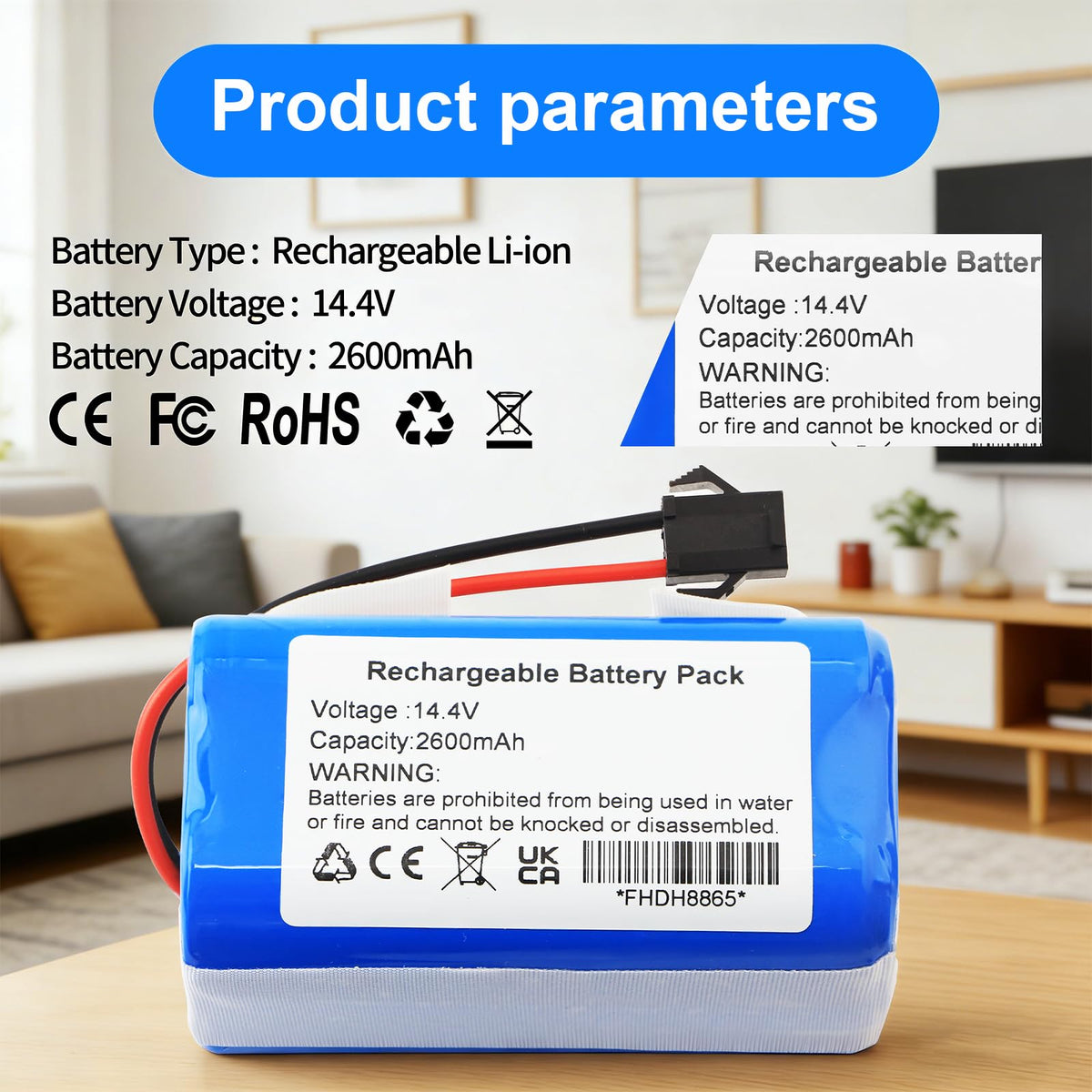 MULS 14.4V replacement battery for Robovac 7687-7688 and V4-7997, easy swaps and longer runtime