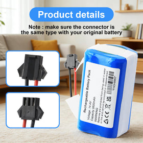 MULS 14.4V replacement battery for X586-X500 Simum 7 T8 V300, increased run time