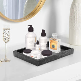 MULWR marble tray on countertop offers a sturdy, stylish organizer.