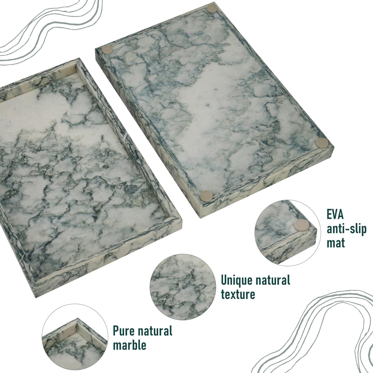 MULWR Marble Tray smooth surface enhances easy cleaning and daily use.