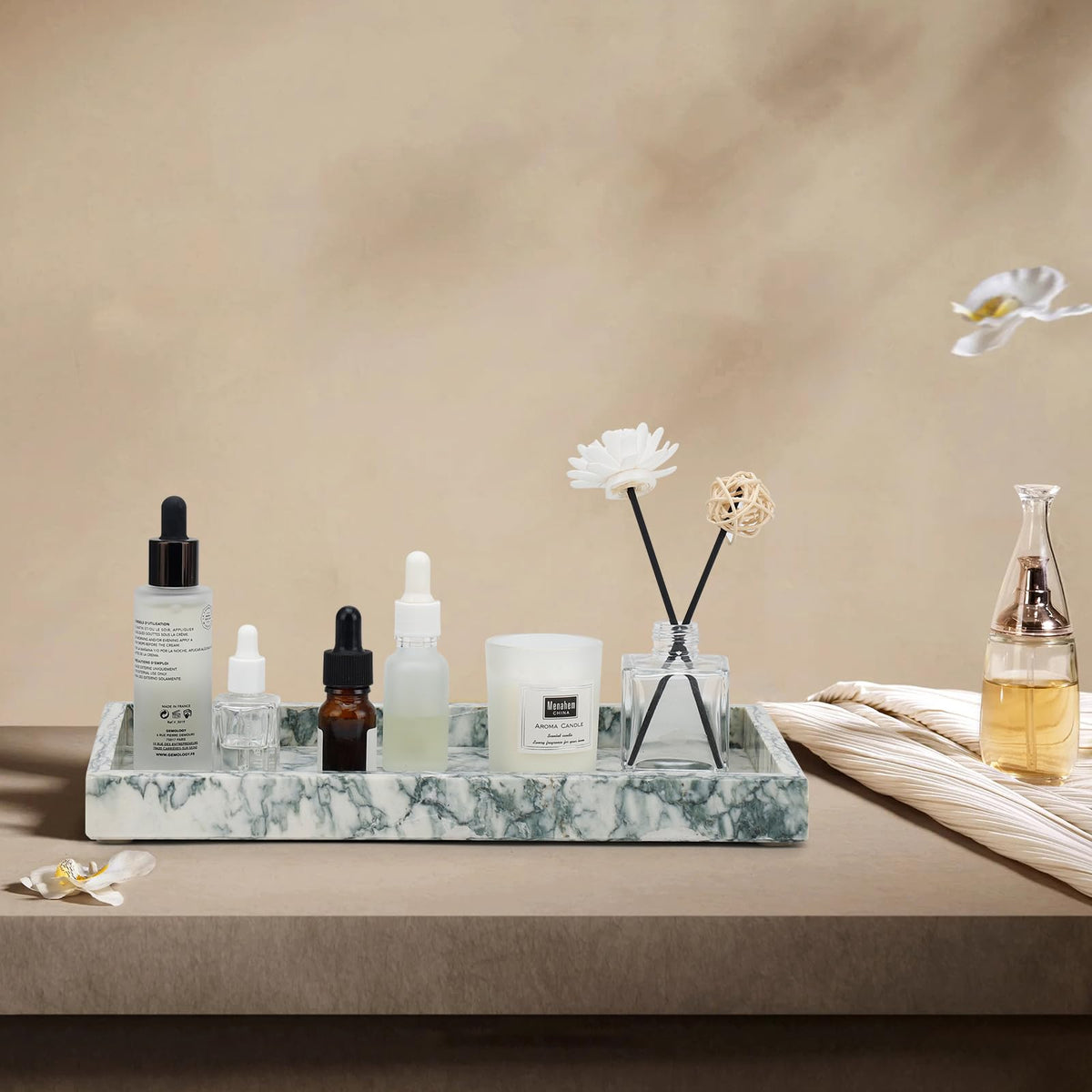 MULWR Marble Tray easy cleaning and corrosion resistance on busy countertops.