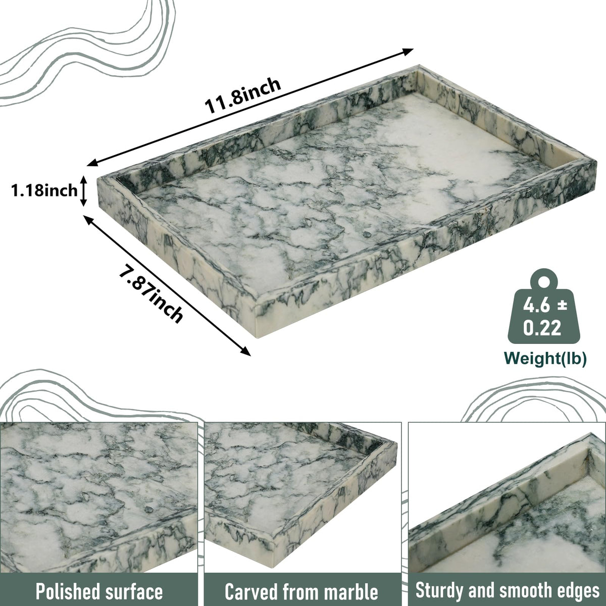 MULWR Marble Tray organization for jewelry and watches on a stable, elegant base.