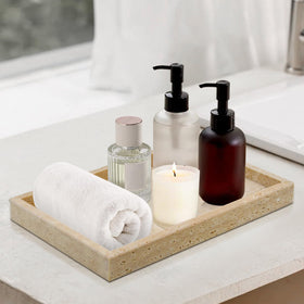 MULWR Travertine Tray's smooth, stain-resistant surface is easy to wipe clean.
