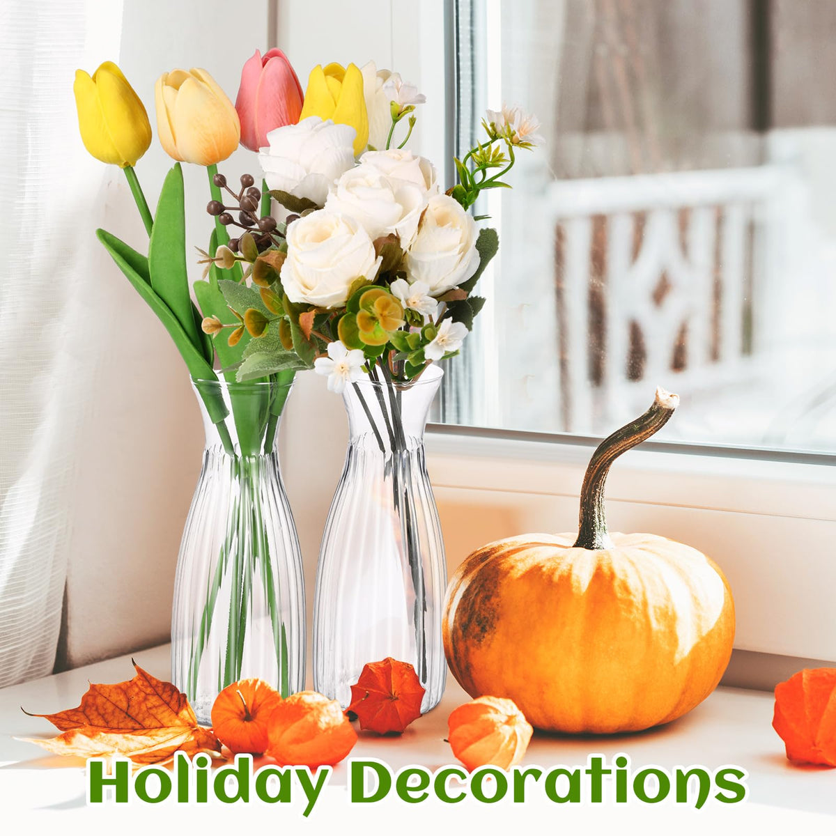 Mumufy shatterproof plastic vase offers durable, reusable decor.
