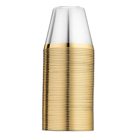 Munfix gold-rim cups simplify cleanup after celebrations.