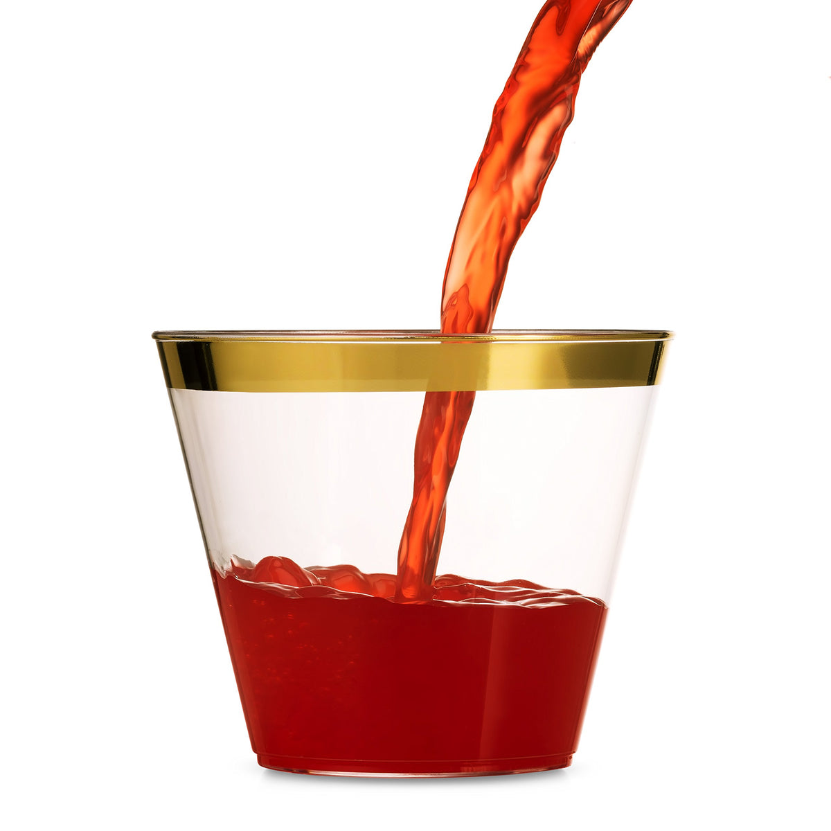 Munfix clear cups with gold rim elevate festive beverage service.