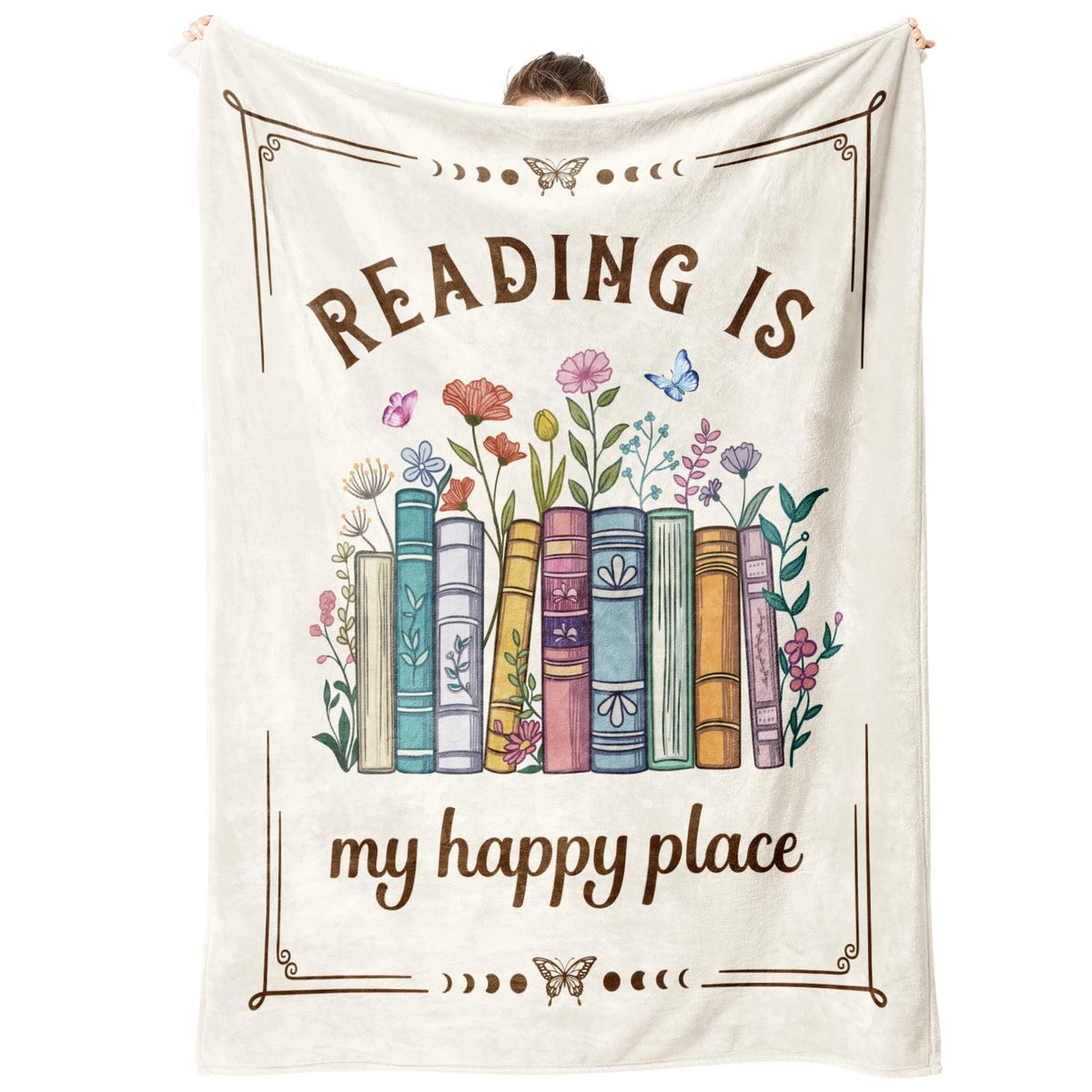 musaecoin Book Lovers Blanket close-up shows soft flannel texture ideal for warm reading