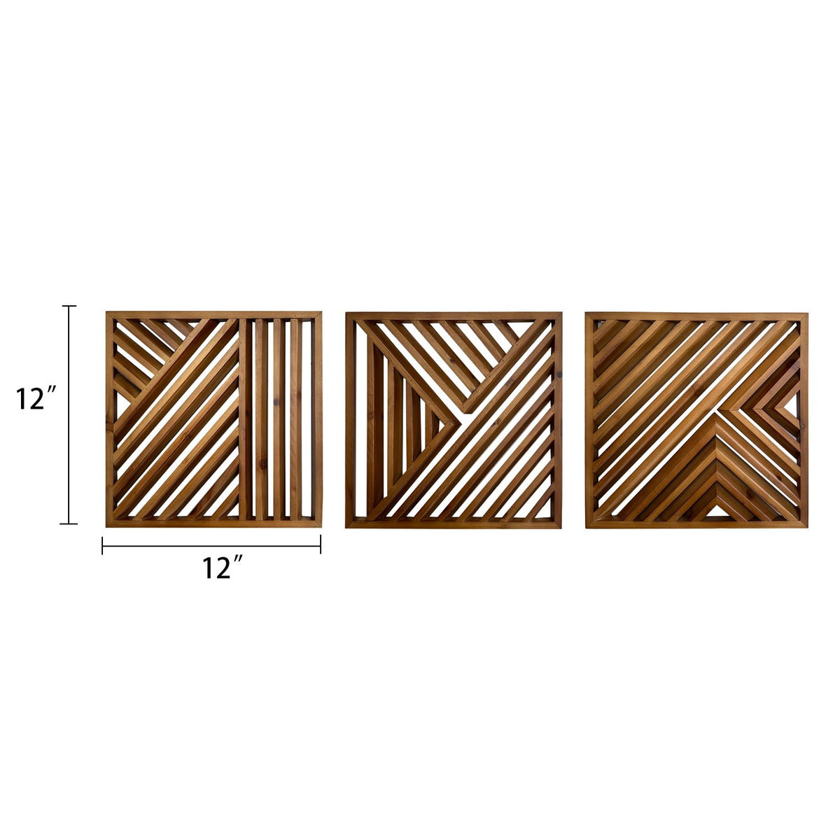 Musanpou brown fir wood wall decor 3-piece collection adds texture