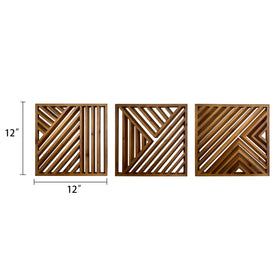 Musanpou brown fir wood wall decor 3-piece collection adds texture