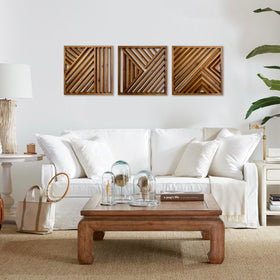 Musanpou slatted wood wall art rustic 3-piece display for hallway or bedroom