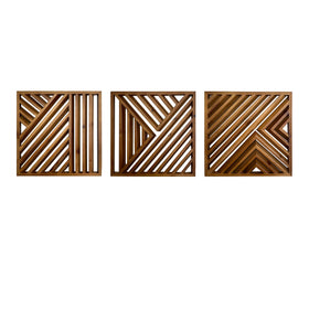 Musanpou wooden geometric wall sculpture set of 3 enhances living room ambiance