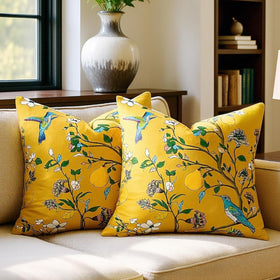 MUSSEL mustard-yellow velvet throw pillow cover 20x20 with plush texture