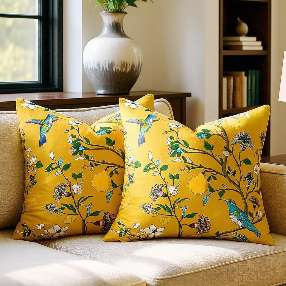 MUSSEL mustard-yellow velvet throw pillow cover 20x20 with plush texture