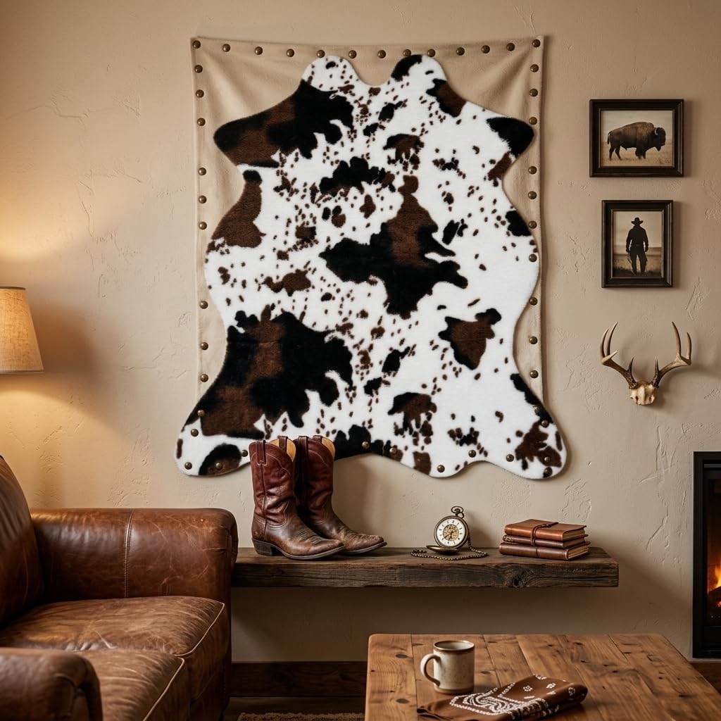 MustMat cow print rug in nursery scene provides gentle, skin-friendly warmth