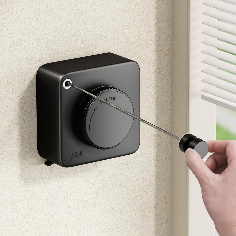Mustorn retractable clothesline indoors and outdoors for flexible drying.
