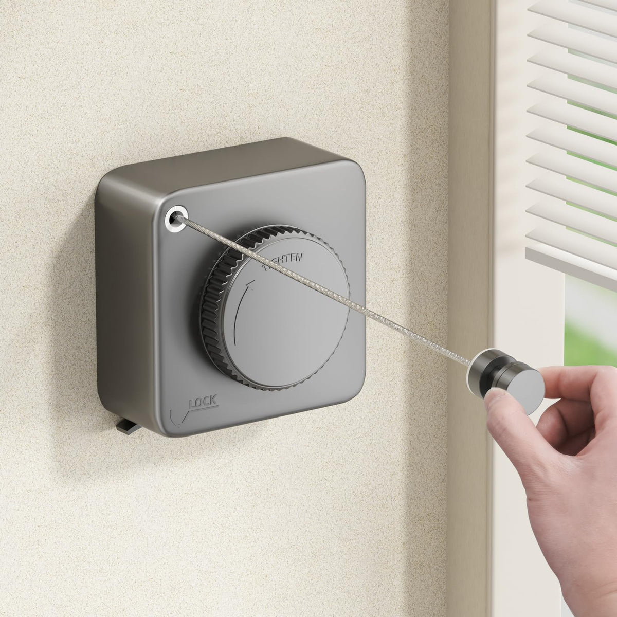 Mustorn retractable clothesline in stainless steel, suitable for indoor and outdoor drying