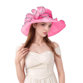 Muswarm derby hat floral embellishment with silver accents adds depth