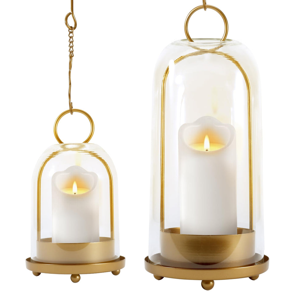 MUTUALUS hurricane glass candle holder large with warm glow for elegant table settings