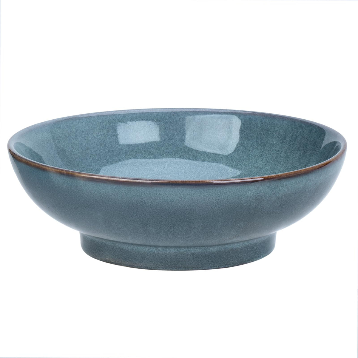 MUUBOOX Ocean Blue decorative bowl on countertop as a centerpiece for fruit display.