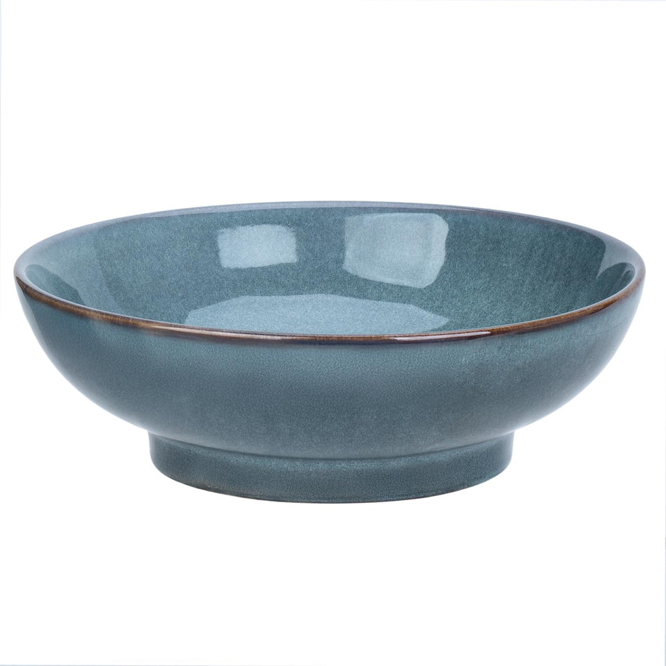MUUBOOX Ocean Blue decorative bowl on countertop as a centerpiece for fruit display.