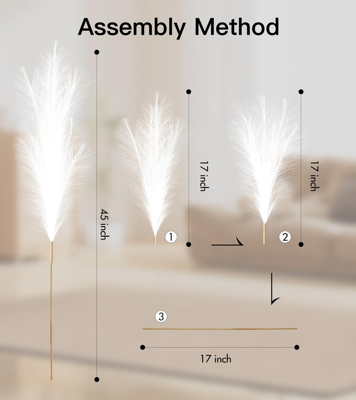 MUUNC pampas grass decor as versatile vase filler for floor displays.