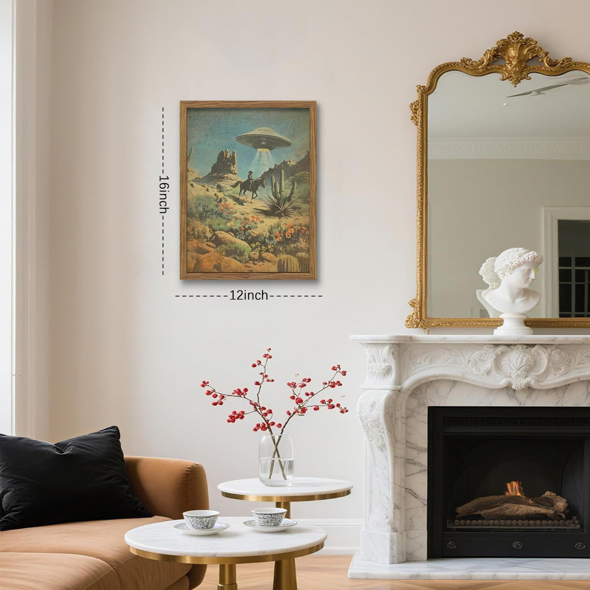 MUWAK dark wooden frame enhances bold colors and crisp details on canvas.