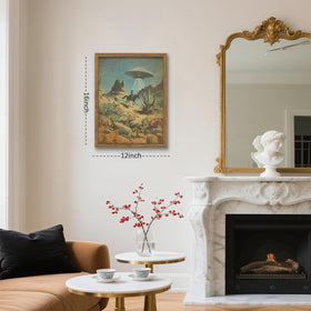 MUWAK dark wooden frame enhances bold colors and crisp details on canvas.