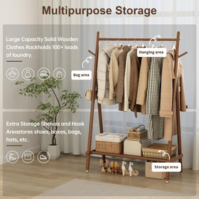 Muwuele rack with removable wheels enables easy mobility for events.