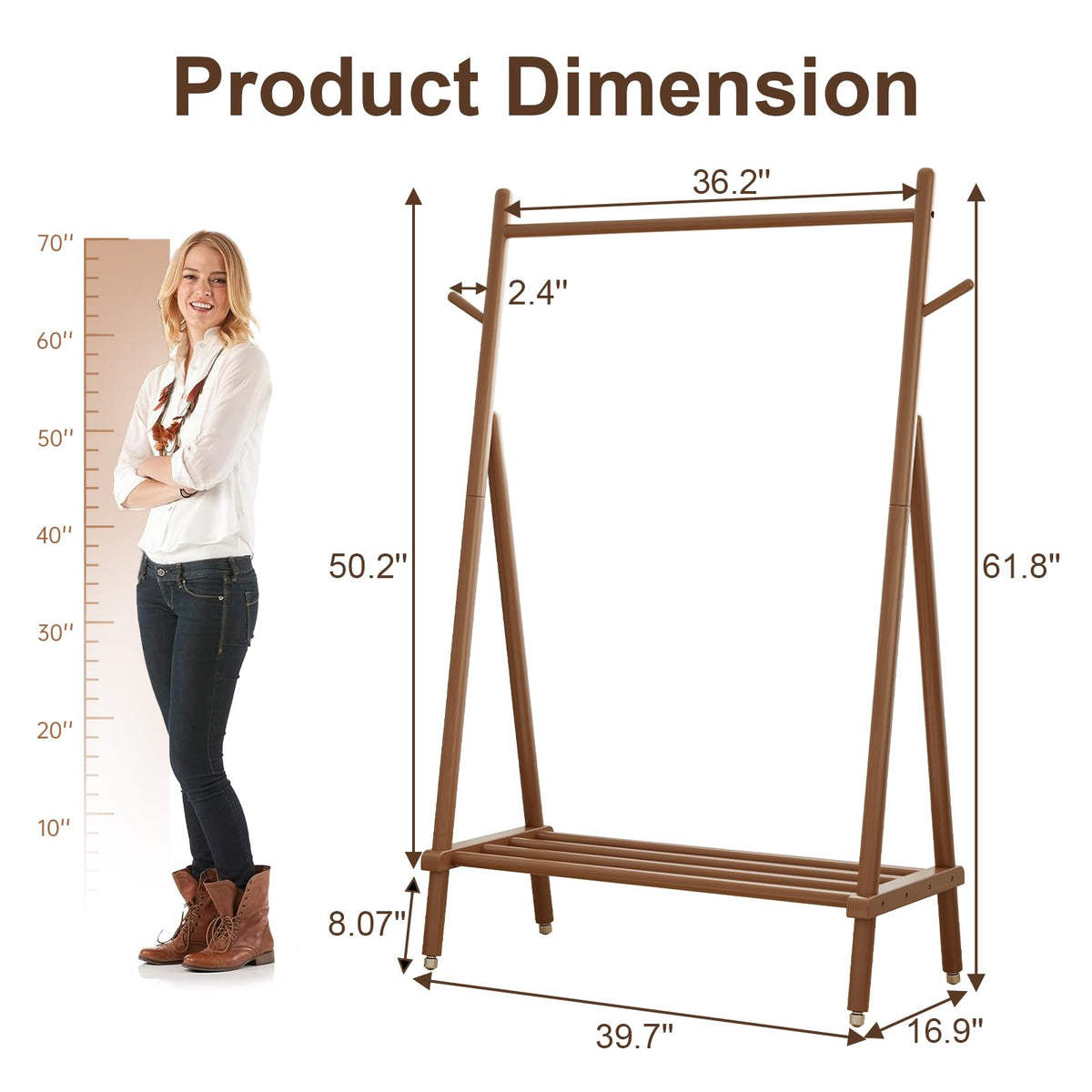 Rounded corners on the Muwuele rack prevent snagging delicate fabrics.