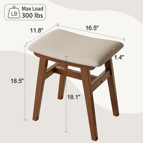 Muwuele vanity stool full profile in walnut finish fits modern decor