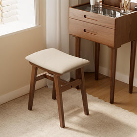 Muwuele vanity stool wooden I-beam construction for sturdy stability