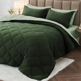 MUXHOMO 7-piece queen comforter set on bed for all-season softness