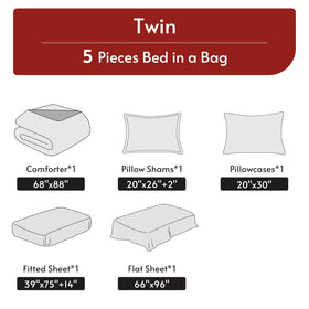 MUXHOMO 5-piece bed-in-a-bag includes essentials for quick setup.