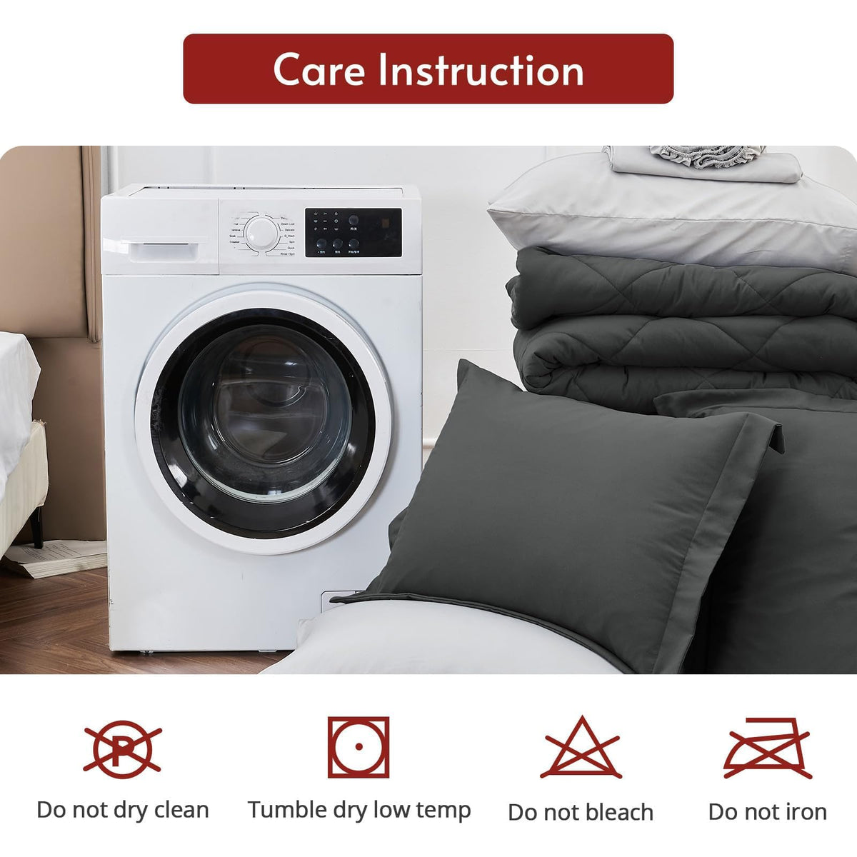 MUXHOMO bedroom scene demonstrates total bed-in-a-bag setup for easy styling.