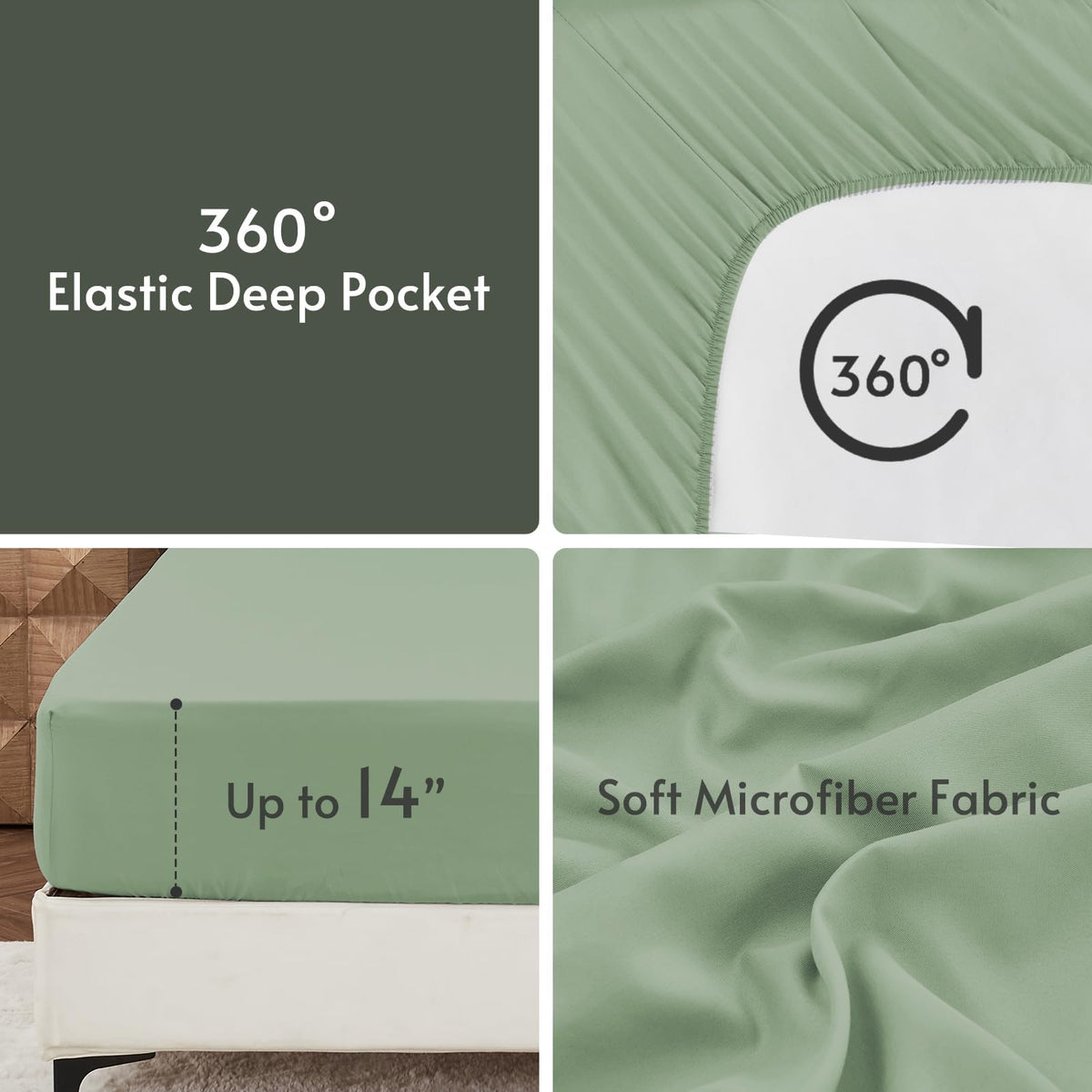 MUXHOMO dark green and light green bedding enhances bedroom mood
