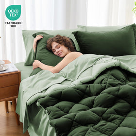 MUXHOMO fitted sheet with 14-inch pocket ensuring a snug mattress fit