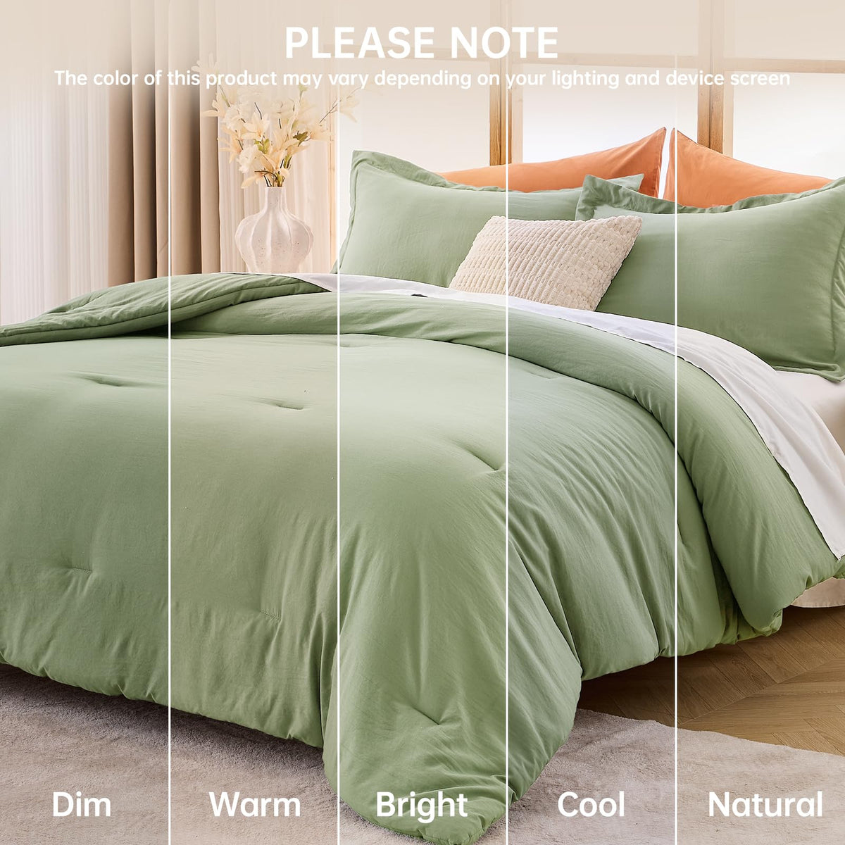 MUXHOMO Green Queen Comforter Set cozy bedroom setup
