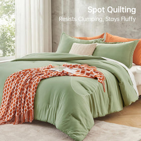 MUXHOMO Green Queen Comforter Set spot quilting detail keeps fluff even