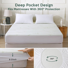 MUXHOMO king mattress protector offers soft-touch-viscose surface for comfort.
