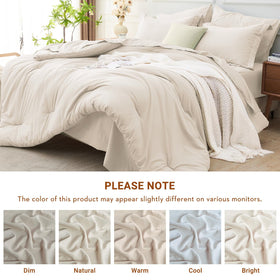 MUXHOMO room setup in beige demonstrates all-season comfort and easy styling.