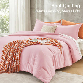 MUXHOMO Pink Queen Sham close-up shows coordinated stitching and soft fabric.