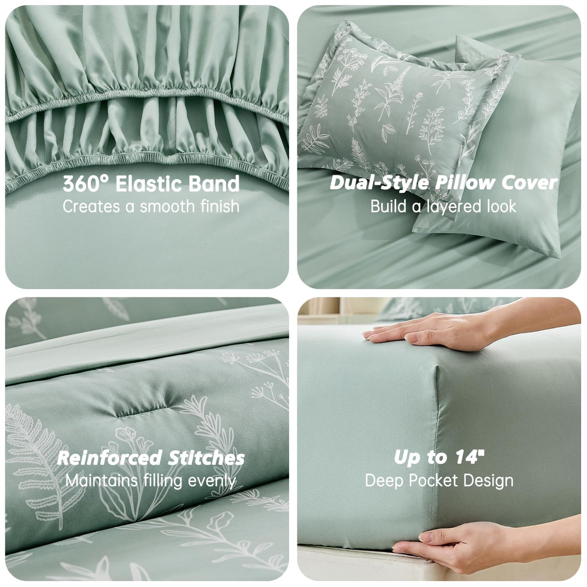 MUXHOMO Queen Bed-In-A-Bag provides an all-in-one bedding solution.