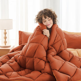 MUXHOMO queen bed-in-a-bag with flat and fitted sheets for easy setup.