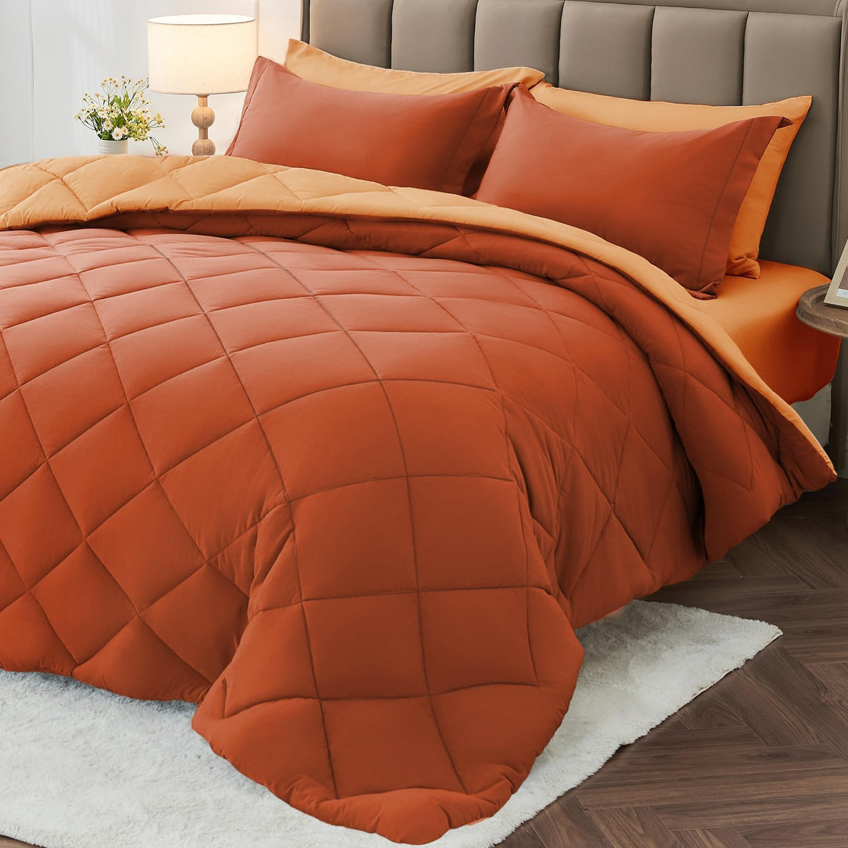 MUXHOMO queen comforter on bed, ultra-soft fabric for cozy nights.