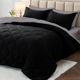 MUXHOMO queen comforter set close-up reveals box stitching that keeps fill evenly distributed.